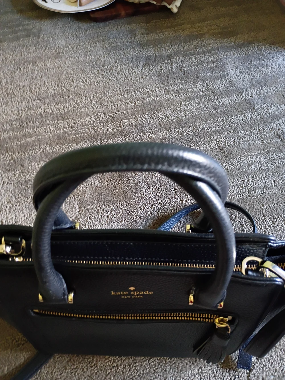 Kate Spade Black Pebbled Leather Satchel with Tassel